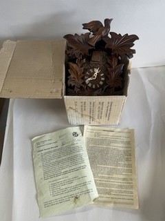 BOXED VINTAGE A.S SOHNE GERMAN BLACK FOREST WOODEN CUCKOO CLOCK