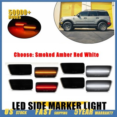 Smoked Amber Red White LED Front Rear Side Marker Lights For Ford Bronco 2021-23