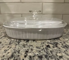 VTG Corning Ware French White Oval Casserole Divided Dish 1.8 Liter F-6-B