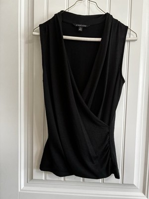 41 Hawthorne Black Sleeveless Wrap Blouse