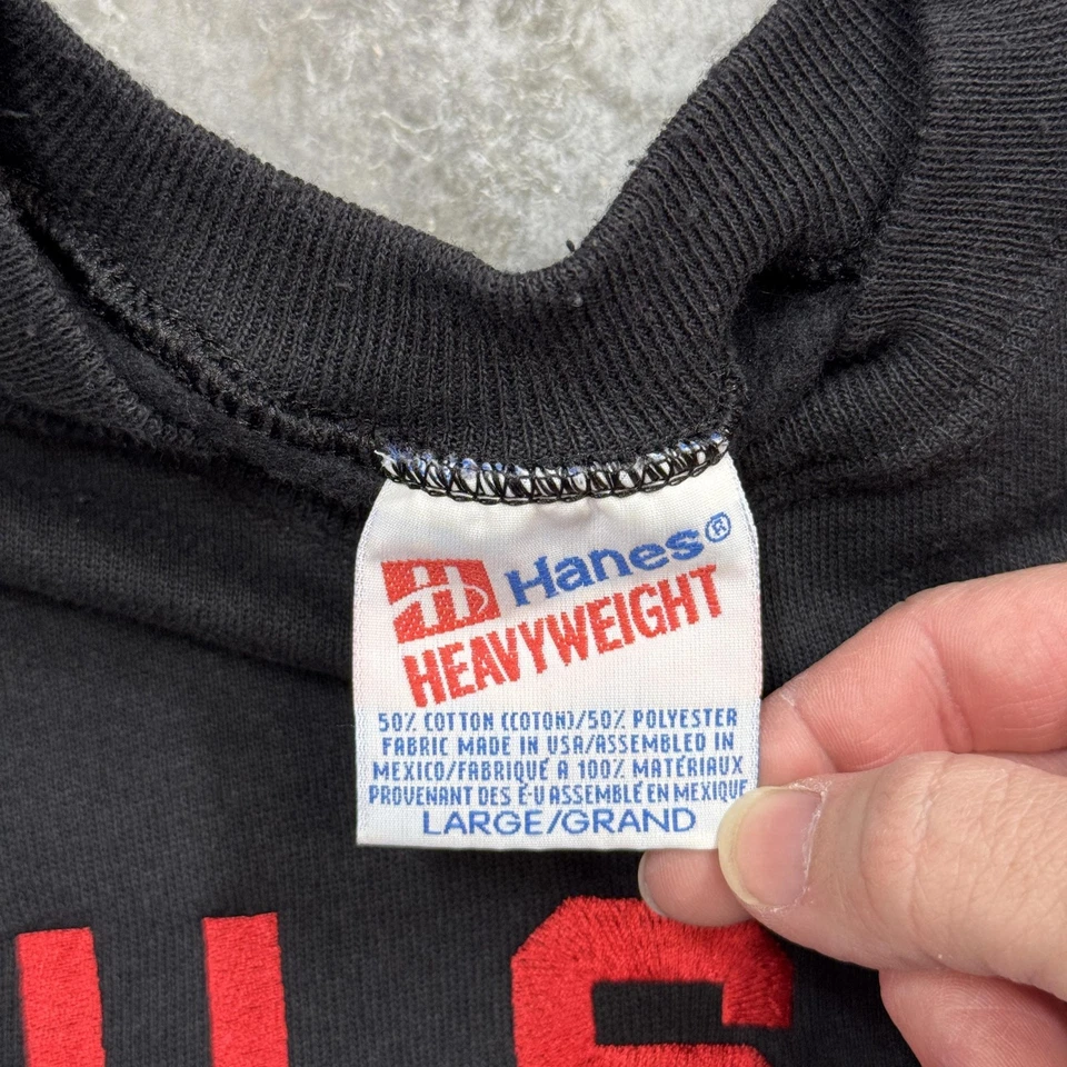 Sudadera de los Juegos Olímpicos de Estados Unidos para hombre grande negra suéter cuello redondo bordada Hanes Foto 4 de 4