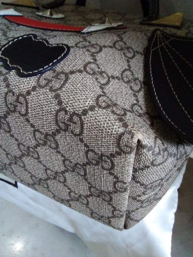 GUCCI Children's Bat Tote Bag Black Rare Authentic Leather 20x21cm thumbnail 7