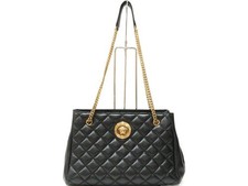VERSACE Medusa Quilted Black Leather Gold Chain Shoulder Bag 10"x6.7"x4.3" woman