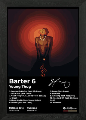 Young Thug - Tauschhandel 6 Album Kunst gerahmtes Wandbild Poster Leinwanddruck Bild
