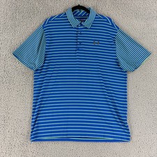Under Armour Playoff Polo Shirt Mens Large Blue Stripe Golf Short Sleeve UA