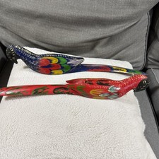 Parrots Wooden HandCarved HandPainted XL Vint...
