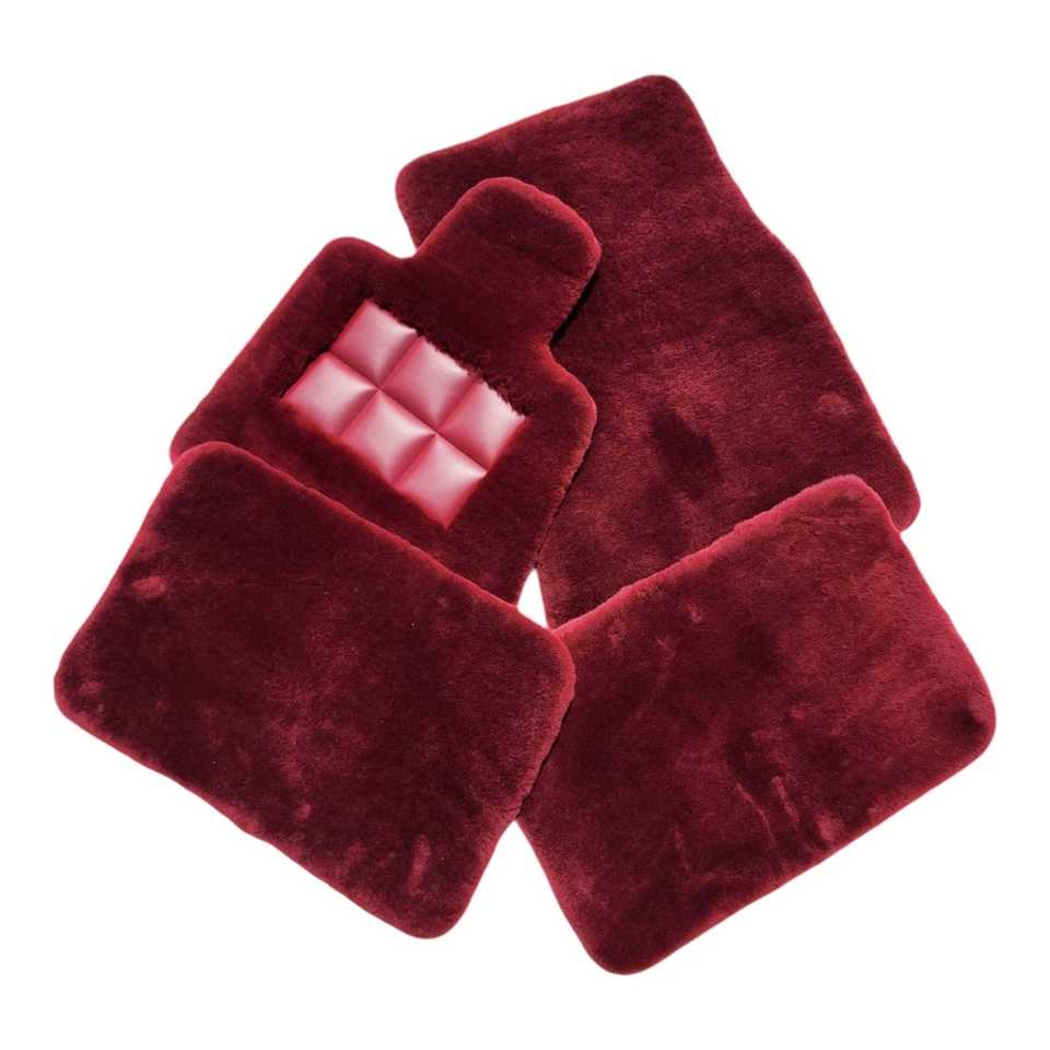 Tapetes de assoalho de carro de pele de carneiro genuínos vermelho escuro compatíveis com Rolls Royce Cullinan 2019 - 2025 - Imagem 2 de 4