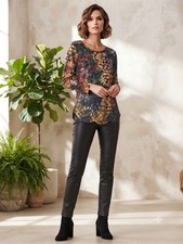 Karen Kane Womens Multicolor Tie Dye Burnout 3/4 Sleeve Top Scoop Neck Sz S Fall