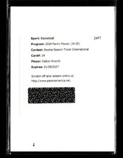 Dalton Knecht RC 2024-25 Mosaic Season Ticket Auto International Redemption [mty