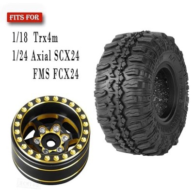 RampCrab Super Wheels Ruote Beadlock 40,6 Mm In Fibra Di Carbonio Per SCX24, TRX4M, FCX24 - Cerchi Con Mozzo Alluminio, Stile B, Offset 0, Kit Con Maschera Taglio