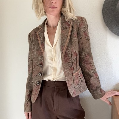 Vintage Floral Brocade Jacket 6 Academia Poet Prairie Romantic Cottage Blazer