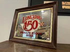 Vintage Lone Star 150 Texas Beer Bar Mirror - Private Stock Wood Frame Sign 1986