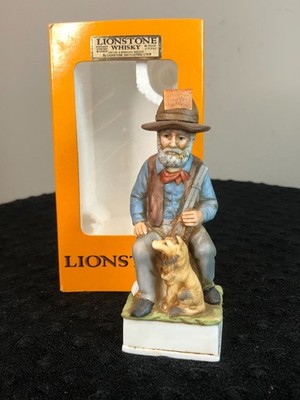 Vintage 1975 Lionstone Porcelain Herder with Dog Mini Liquor Decanter, EMPTY