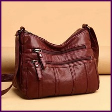 Women  s Soft Leather Crossbody Bag, 2026 Retro Multi-pocket Shoulder Handbag
