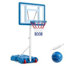 Pool Basketball Hoop w/32" Shatterproof Backboard, 3.3-3.9 FT Adjustable Height
