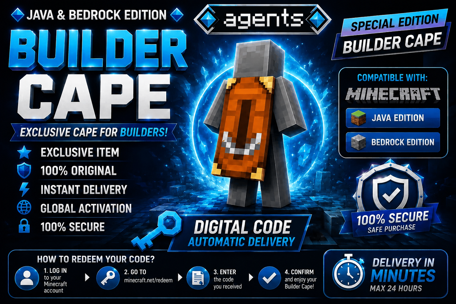 No Code With Java Minecraft Builder Cape Code 2026 | Exclusive | Java & Bedrock | | eBay