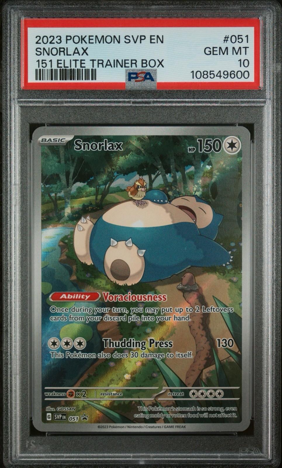 PSA 10 SNORLAX #051 - 2023 POKEMON SVP: 151 ELITE TRAINER BOX PROMO