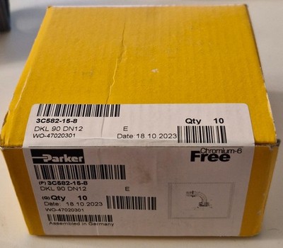 1 Pack mit 10 St. Parker 3C582-15-8-DKL 90 DN12 E Push-Lok Niederdruck-Armaturen