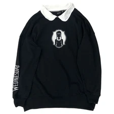 Wednesday Adams Womens Black Collared Sweatshirt Sweat Shirt
