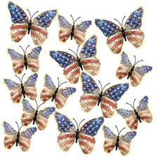 48Pcs 4th of July Hanging Ornaments 3D Butterfly Wall Decals Decor Patriotic