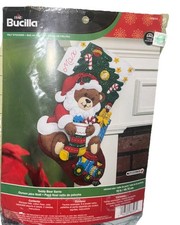 NEW 2014 Bucilla Felt Stocking Kit Teddy Bear Santa 18 In Complete