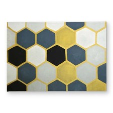 Begin Home Decor CODM1724V18DTX 17 x 24 in. Blue  Gold Cells Modern Office D...