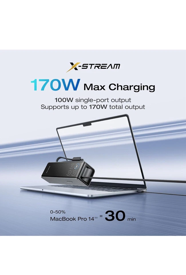 Banco de alimentación rápida EcoFlow 25000 mAh 100 W cables integrados y retráctiles compatibles Foto 2 de 4