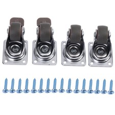 4 Pack 1 inch Low Profile Casters Wheels Soft Rubber Swivel Caster with 360