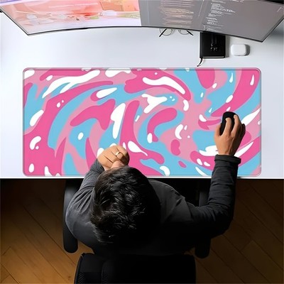 40*90cm1pc Abstract Wave Design Mouse Pad, 32.0×16.0inch, Expanded Surface Area,