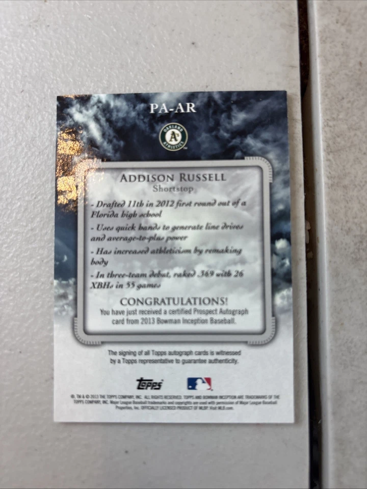 Bowman Inception Auto Addison Russell 2013 Foto 2 de 2