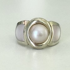 Honora 925 Sterling Silver Pink Pearl Mother Of Pearl Chunky Vintage Ring 6.75