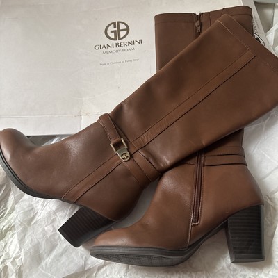 GIANI BERNINI Womens Burgundy Goring Adonnys Round Toe Block Heel Boots 6 M
