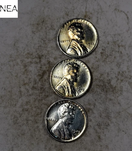 1943+1943-D+1943-S Lincoln Wheat Penny Set/Lot ~ Gem BU (toned) ~ Steel ~ ZWL62