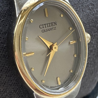 Citizen womens Elegance quartz watch two tone Silver dial Oval face second hand