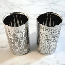 New Modern Pair of Silver Alligator Wine Bottle Chillers in Ralph Lauren Style