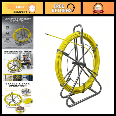 #ad 262FT Fiberglass Fish Tape 1 4quot; Non Conductive Wire Puller Cable Duct Rodder Too $191.99