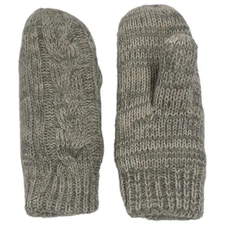 Womens Cable Knit Mittens Gray Speckle Sherpa Lined