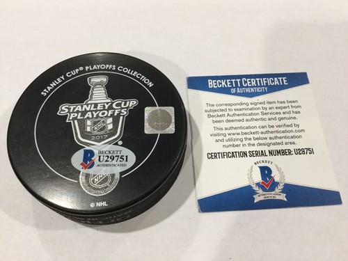 Disco de hockey Beckett Chad Ruhwedel 2017 firmado Penguins Stanley Cup Beckett Bas certificado de autenticidad a - Imagen 2 de 3
