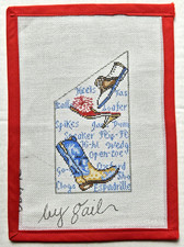 SHOES Saddle Heel Boot Hand Painted Needlepoint Canvas GAIL Silverware Holder 