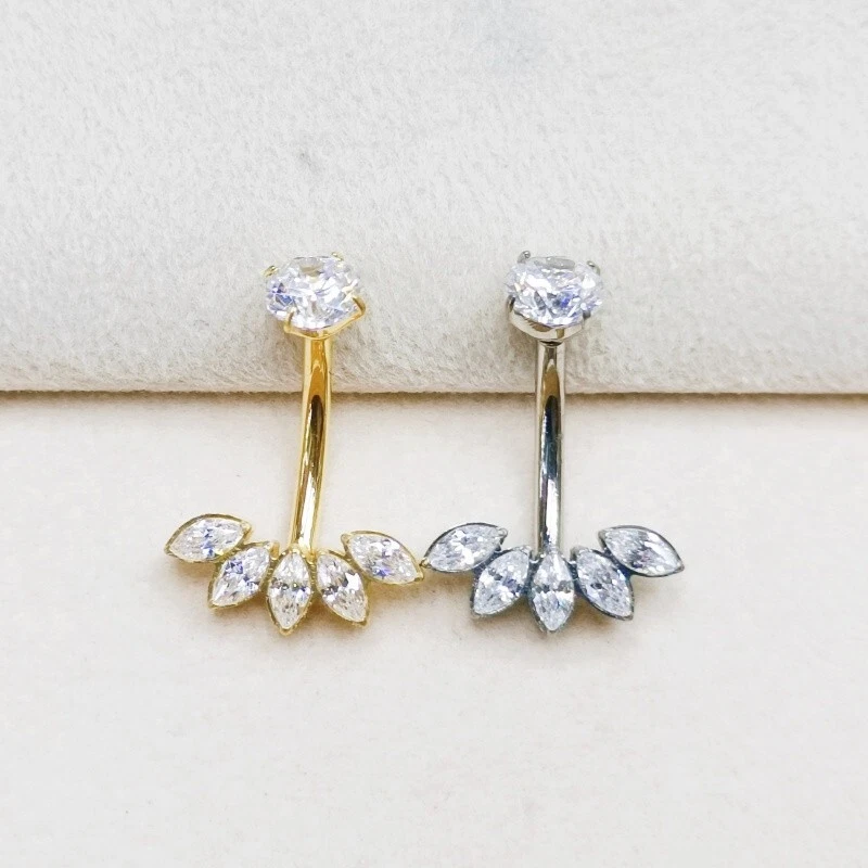 10 PIEZAS G23 Titanio Ovalado Circonita cúbica Ombligo Ombligo Anillo Piercing Corporal Joyería 14G Foto 2 de 3