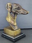 Vintage Brass Greyhound Whippet Head Bust Bookend India Heavy