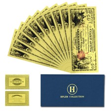 Banconote in lamina d'oro US 50 dollari 10 pezzi in busta plastica souvenir Moeny