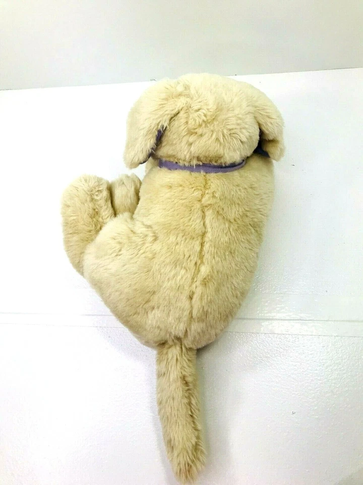 Cloud b Sleeping Beige Puppy Dog 16" Plush Lavender Ears Collar Embroidered Eyes - Image 3 of 4