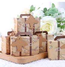 20 pièces boîte à bonbons fête carte du monde mini valise boîte à cadeaux artisanat vintage