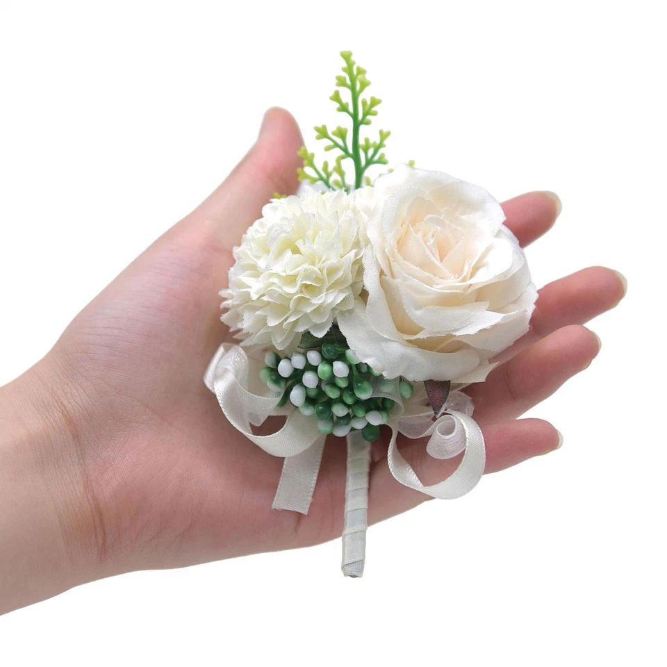 Bride Wrist Rose Flower Rose Corsage Bridesmaid Groom Boutonniere Wedding Supply - Image 3 of 4