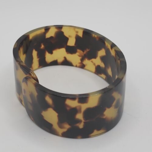 Vintage Black and Brown Faux Tortoise Shell Cuff Bangle Wrap Bracelet Boho Gift - Picture 3 of 10