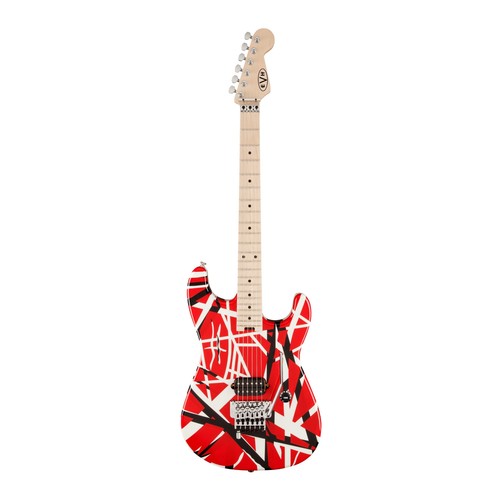EVH Striped Series 6 String Electric Guitar Red with Black Stripes with Case - Picture 2 of 9