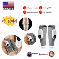 Pair Leg Massager Cordless Calf Air Compression Massager W/ Heat Pain Relief NEW
