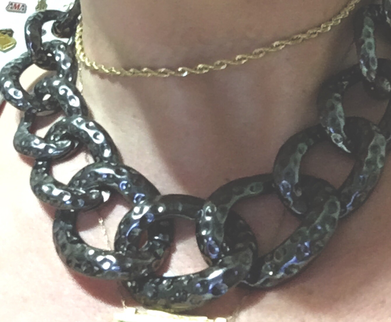 KENNETH JAY LANE (KJL) SILVER  LINK GUNMETAL NECK… - image 5