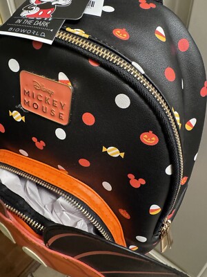 NWT Disney Bioworld Backpack Mickey Pumpkin HALLOWEEN Glow 